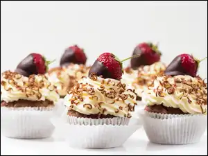 Truskawki, Babeczki, Muffinki, Krem