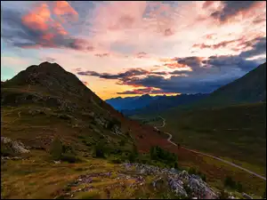 Włochy, Mortirolo Pass, Niebo, Skały, Kolorowe, Góry, Alpy, Przełęcz, Droga