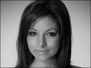 Czarno, Roxanne Pallett, Uśmiech, Brunetka, białe