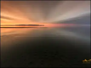 Morze, Wschód słońca, White Rock, Kanada, Zatoka Semiahmoo, Kolumbia Brytyjska