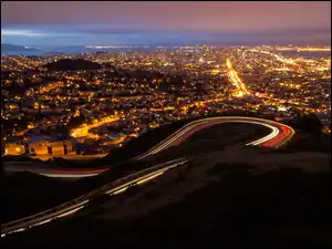 USA, San Francisco, Miasto, Noc