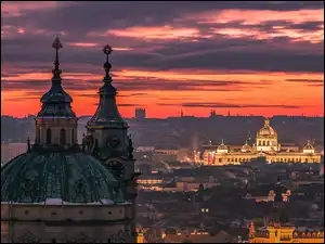 Czechy, Praga, Katedra, Zachód słońca