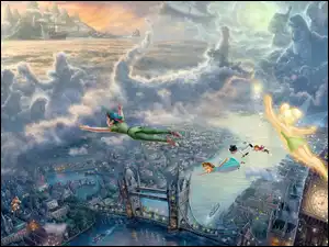 Disney, Thomas Kinkade, Peter Pan, Nibylandia, Piotruś Pan, Londyn