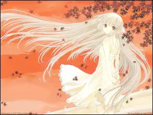 Chobits, kobieta, włosy, liście