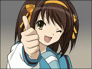 krótkie włosy, Suzumiya Haruhi No Yuuutsu, kciuk