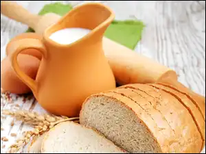 Dzbanek, Chleb, Jajka, Wałek, Mleko, Kłosy