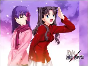 płaszcze, logo, kobiety, Fate Stay Night, napis