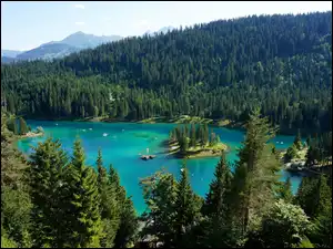 Łodzie, Jezioro, Las, Góry