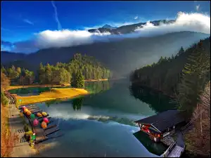 Góry, Łódki, Austria, Jezioro, Tyrol, Z Lotu Ptaka, Przystań