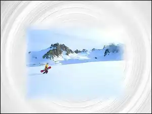 śnieg, Snowbording, deska, snowboardzista