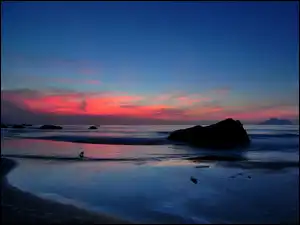 Słońca, Morze, Plaża, Zachód