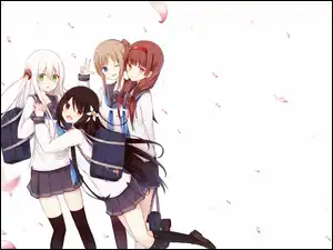 Anime, Dziewczyny, Płatki kwiatów