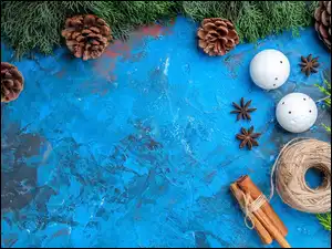 Bombki, Szyszki, Świąteczna, Kompozycja, Gałązki