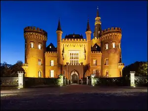 Miejscowość Kleve, Niemcy, Zamek Moyland, Oświetlony, Nardenia Północna - Westfalia