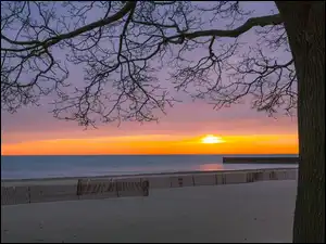 Słońca, Plaża, Morze, Zachód
