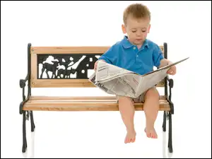 Gazeta, Dziecko, Chłopiec, Ławeczka
