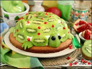 Ściereczka, Ciasto, Talerz, Owoce, Kształt, Podkładka, Kiwi, Żółw