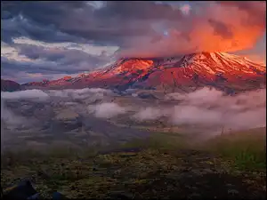 Stany Zjednoczone, Wulkan, Stan Waszyngton, Chmura, Skały, Mount St Helens, Opadająca, Góra, Mgła