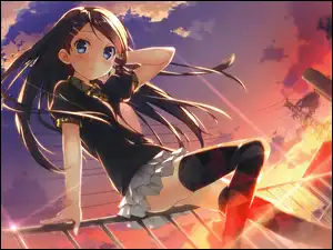Dziewczyna, Słońca, Anime, Manga, Zachód