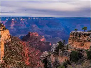 Park Narodowy Wielkiego Kanionu, Góry, Kanion, Arizona, Skały, Grand Canyon, Stany Zjednoczone, Drzewa