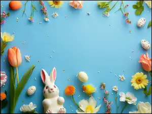 Tulipany, Figurka, Pisanki, Wielkanoc, Zajączek