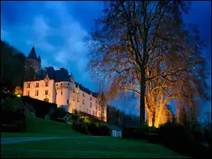 Amboise, Noc, Zamek, Oświetlony, Francja