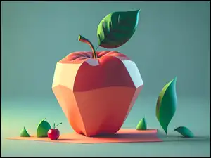 Jabłko, Grafika, Dojrzałe, Owoc, Zbliżenie