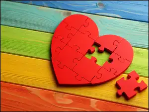 Deski, Serduszko, Miłość, Puzzle