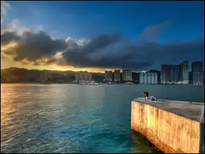 Góry, Hong Kong, Promienie, Słońca