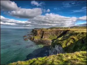 Hrabstwo Antrim, Irlandia Północna, Klify, Morze, Wybrzeże, Skały