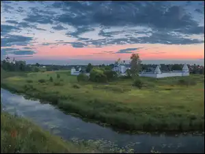 Chmury, Rzeka Kamienka, Rosja, Świt, Obwód włodzimierski, Suzdal, Cerkwie