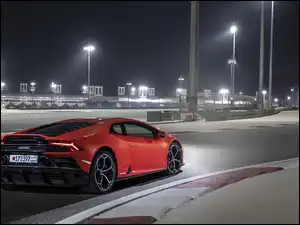 Ulica, Noc, EVO, Lamborghini Huracan, Oświetlenie