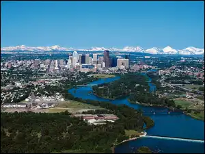 Panorama, Calgary, Rzeka, Roślinność, Miasta, Bow