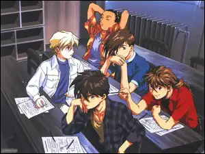 ludzie, Gundam Wing, szkoła, ławki