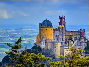 Miejscowość Sintra, Wzgórze, Region Lizbona, Portugalia, Pałac Pena