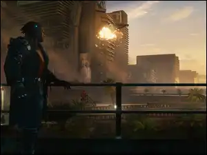 Postać, Wieżowce, Cyberpunk 2077, Gra, Placide