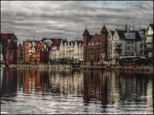 Zabytkowe, HDR, Motława, Gdańsk, Kamienice