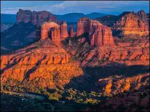Arizona, Stany Zjednoczone, Cathedral Rock, Drzewa, Skały, Sedona