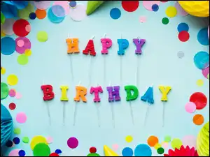 Napis, Akcesoria, Świeczki, Urodziny, Happy Birthday