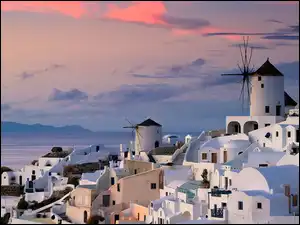 Budynki, Santorini, Miasteczko, Białe