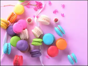 Makaroniki, Kwiatek, Kolorowe, Ciasteczka, Wstążka