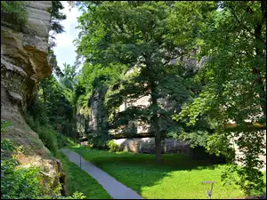 Lato, Skały, Drzewa, Ścieżka