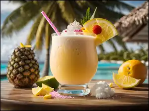 Drink, Pina Colada, Ananas, Grafika, Owoce, Tropiki