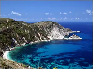 Klify, Roślinność, Morze, Kefalinia, Plaża