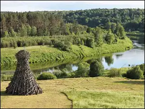 Drzewa, Łąka, Rzeka