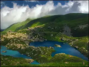 Kaukaz, Sadzawki, Gruzja, Góry, Tuszetia, Skały, Chmury