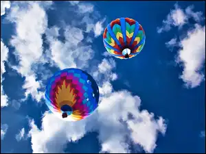 Niebo, Kolorowe, Balony, Obłoki