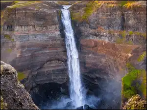 Islandia, Wodospad, Haifoss, Skały