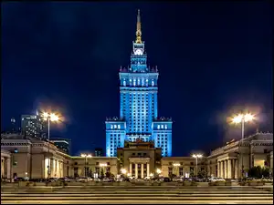 Noc, Pałac Kultury, Warszawa, Polska