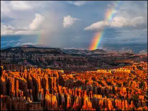 Tęcza, Kanion, Park Narodowy Bryce Canyon, Stany Zjednoczone, Skały, Stan Utah
